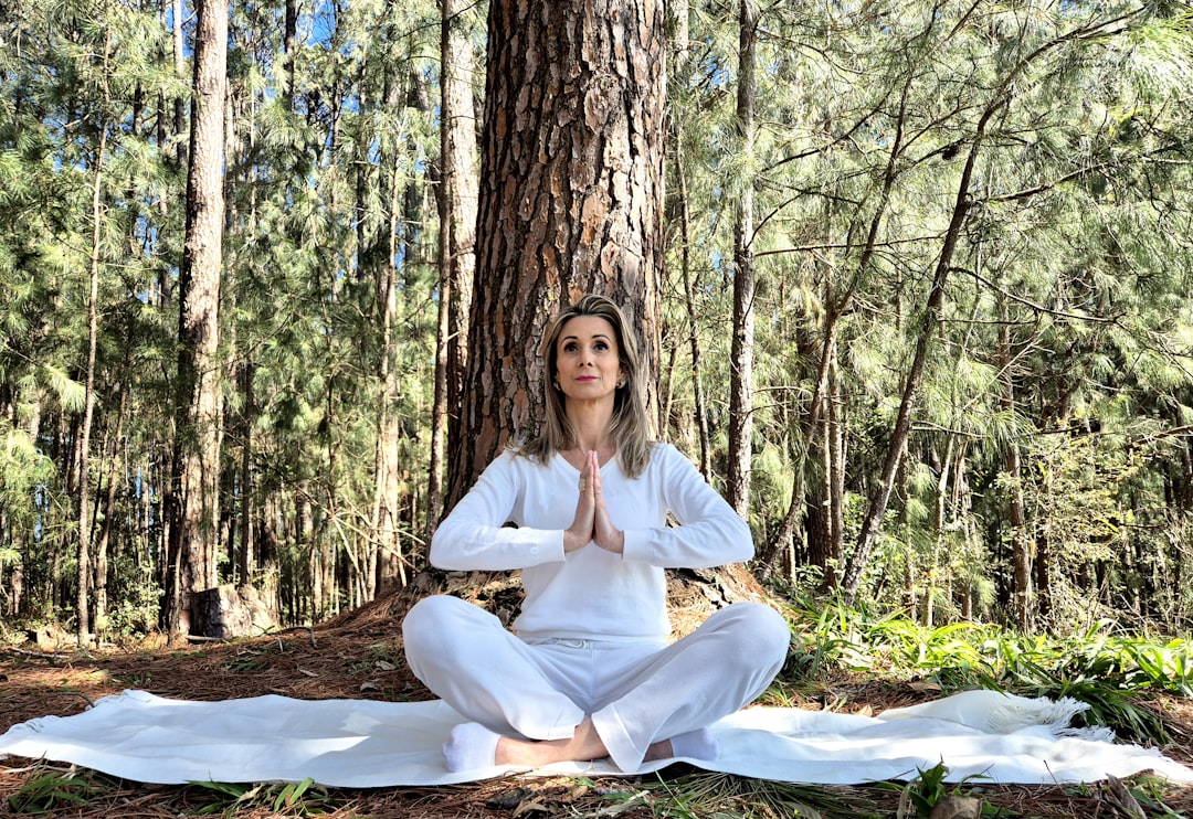 Yoga philosophy teacher Sarah Williams in peaceful contemplation
